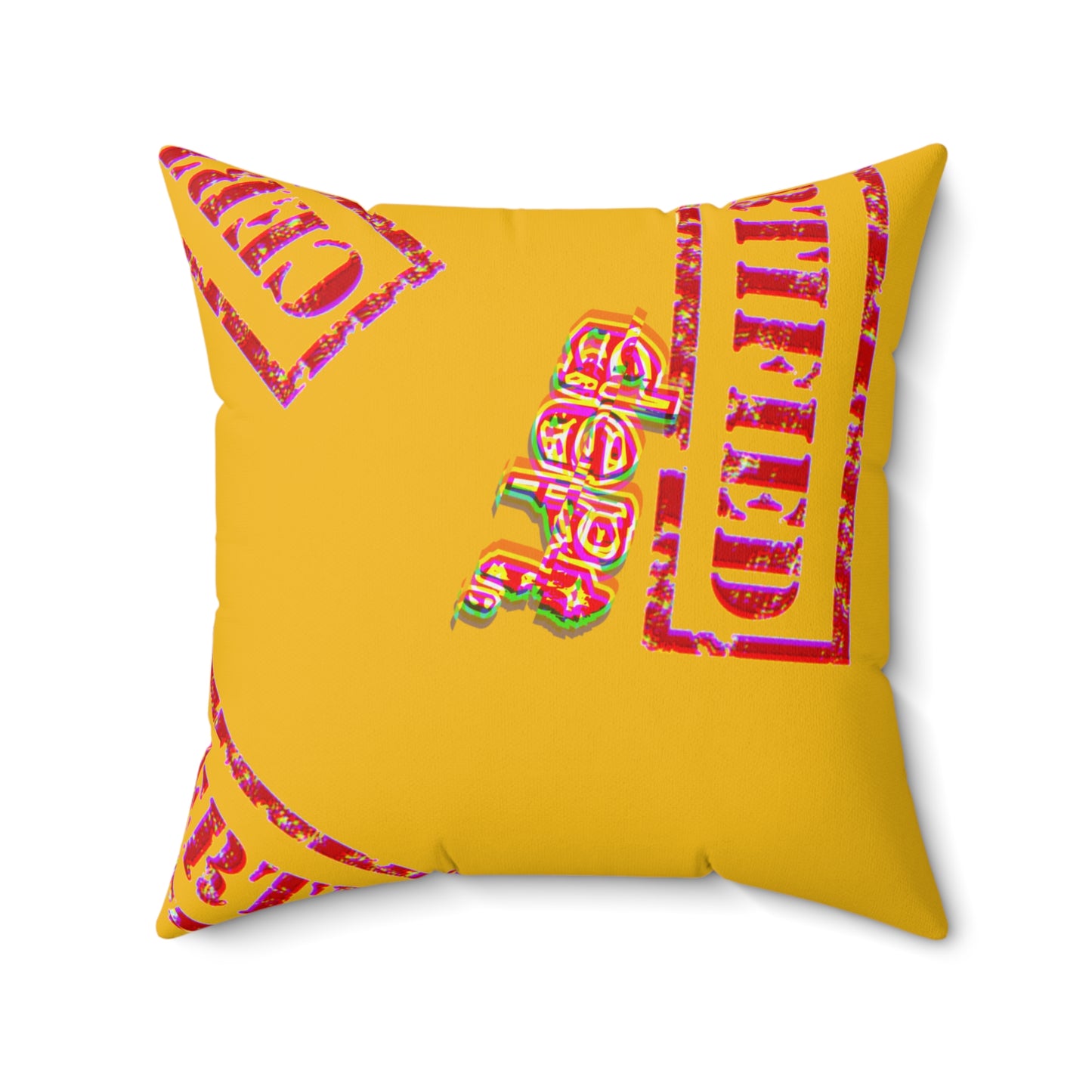 Certified “Certified” Faux Suede Pillow