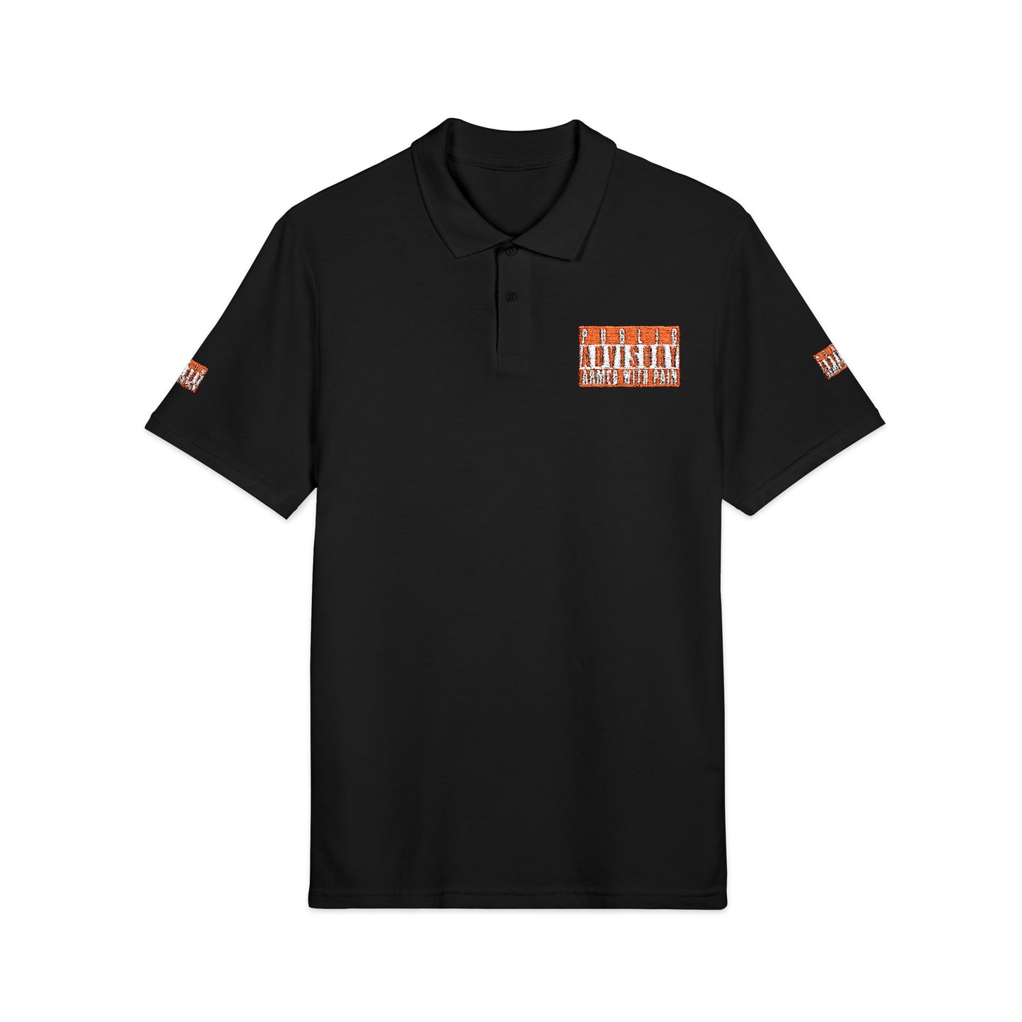 Armed With Pain “Public Advisory” 
Polo Shirt