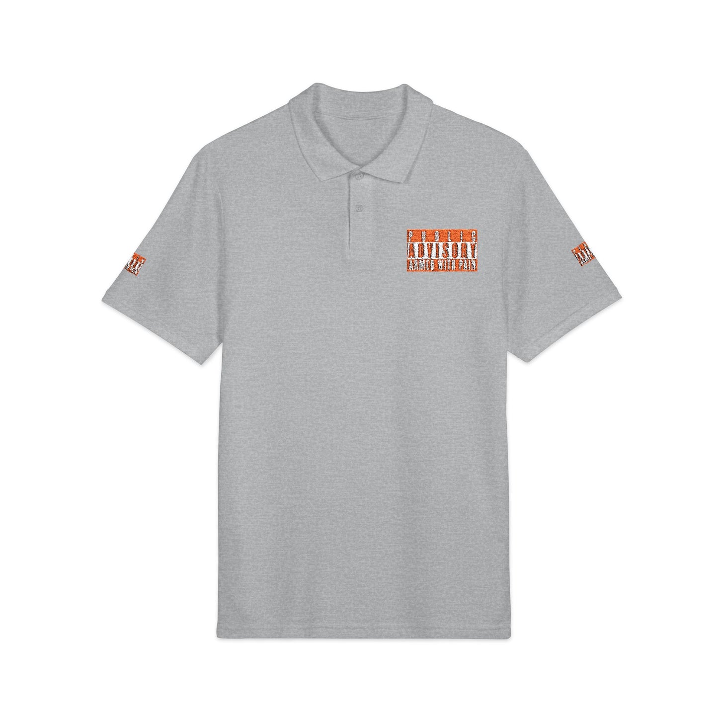 Armed With Pain “Public Advisory” 
Polo Shirt