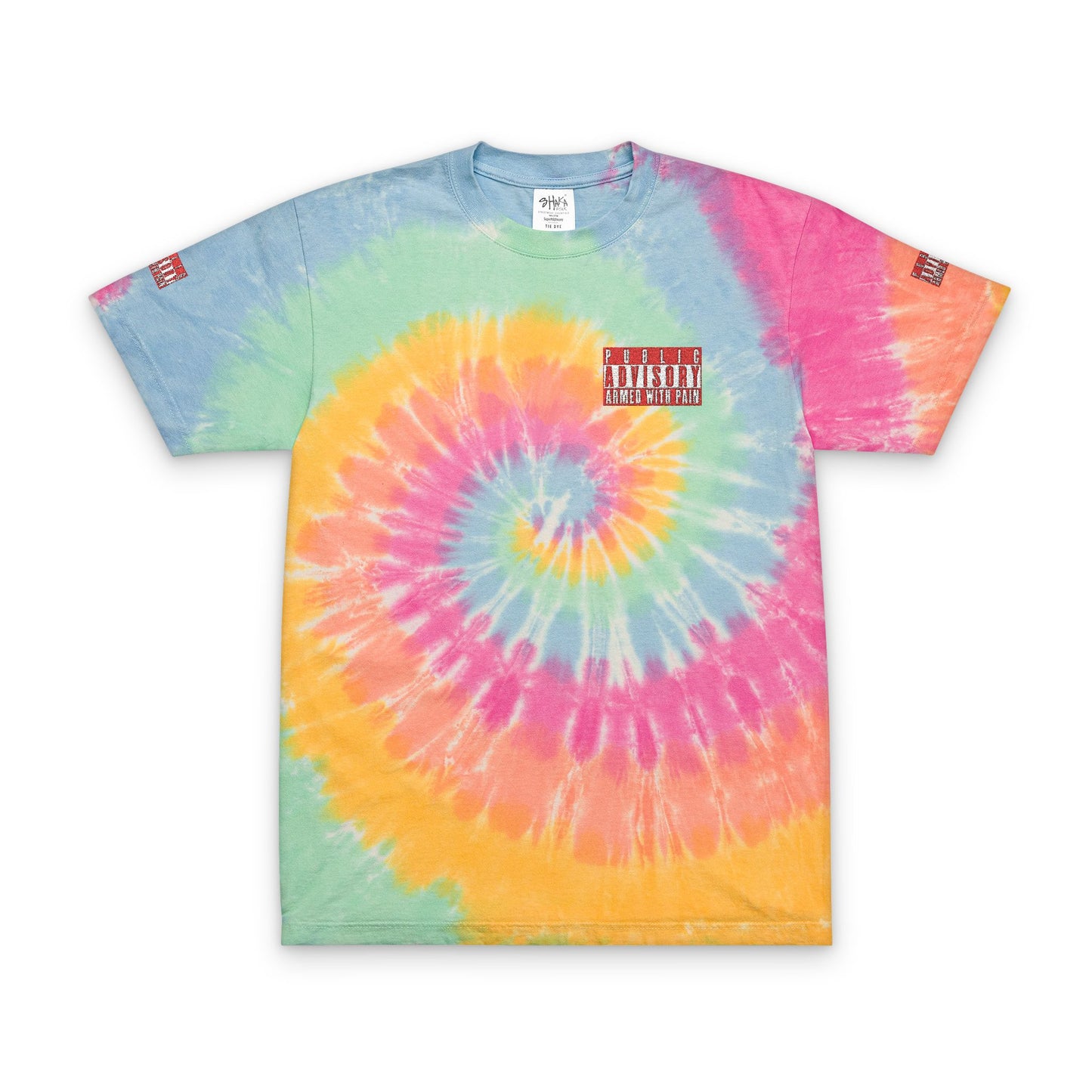 Armed With Pain “Public Advisory” Oversized Tie-Dye T-Shirt (Embroidery)